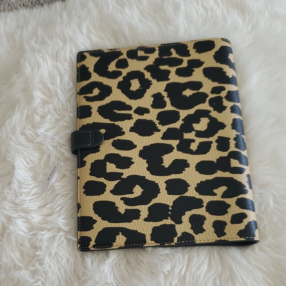 Coach Leopard Print Gold and Black Leather Organizer - Picture 3 of 3